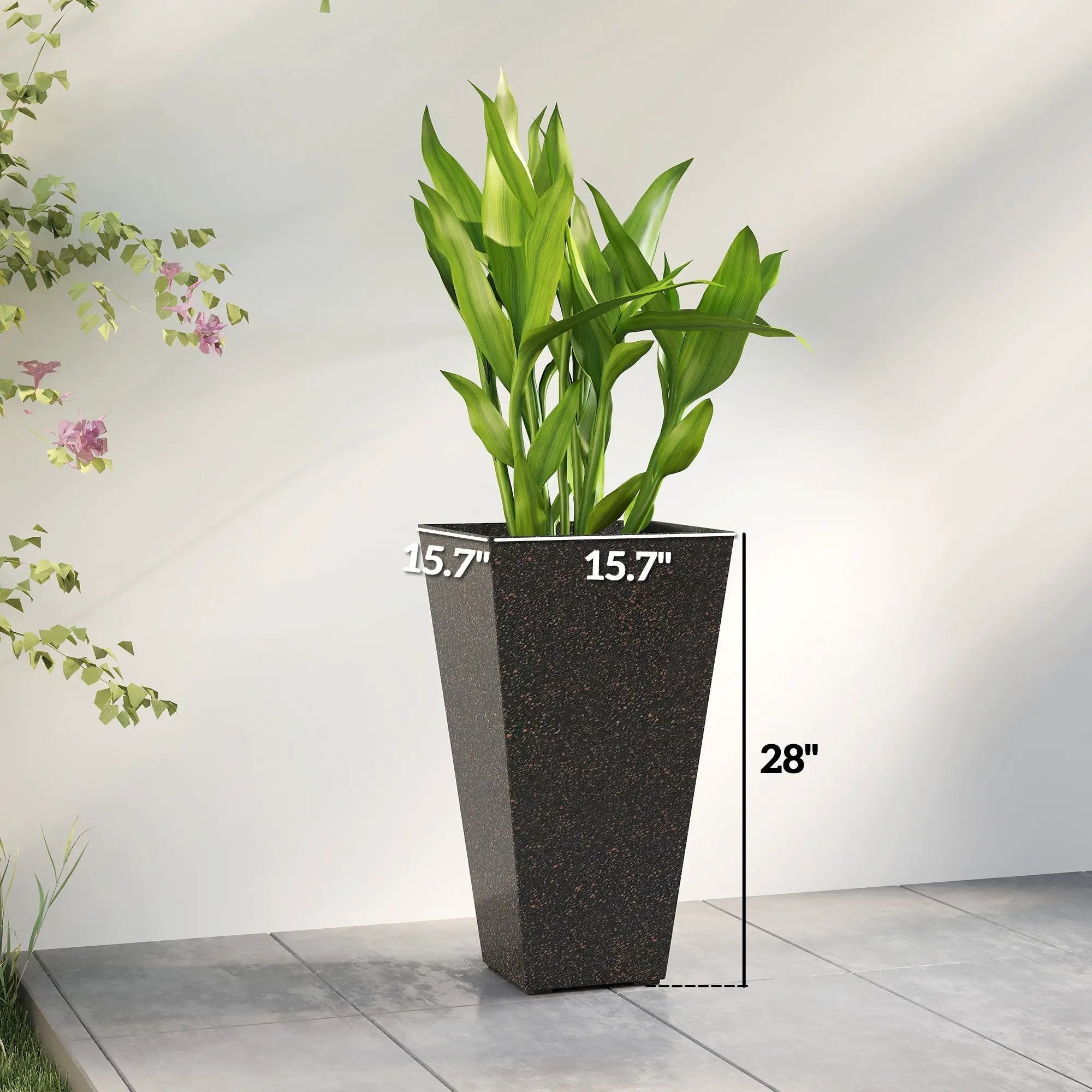 Set of 3 Tall Flower Pots with Marble Look Finish by HouseOfZazla