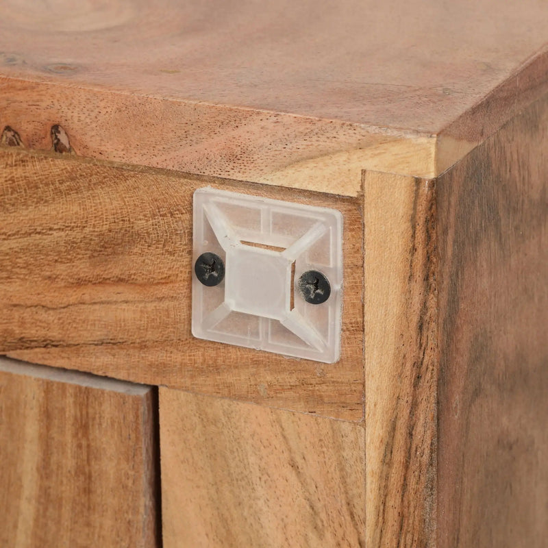 Boho Handcrafted 3 Door Sideboard, Carved Texture & Artisanal Charm - Natural by HouseOfZazla