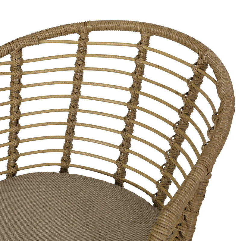Randy Modern Wicker Chair with Water Resistant Cushions - Brown / Beige by HouseOfZazla
