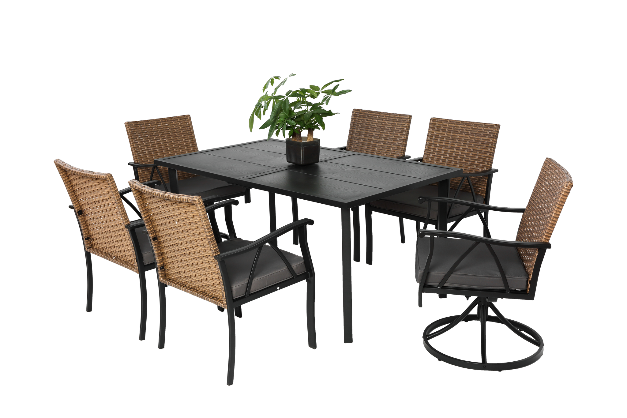 7 Piece Patio Dining Set with Outdoor Wicker Furniture by HouseOfZazla