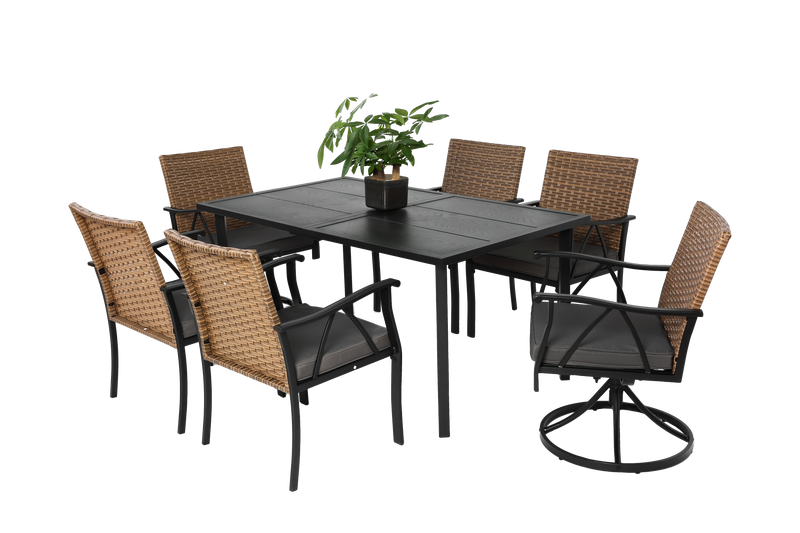 7 Piece Patio Dining Set with Outdoor Wicker Furniture by HouseOfZazla