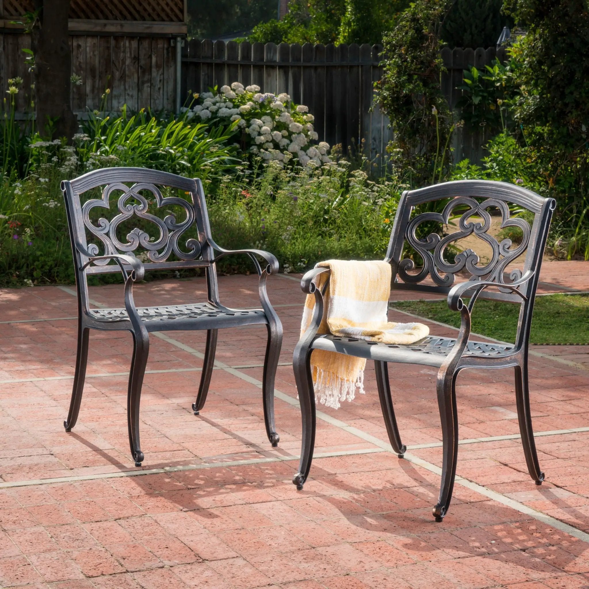 Cast Aluminum Dining Chair With Hand Crafted Details - Copper by HouseOfZazla