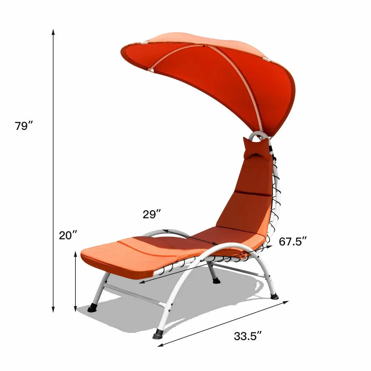 Patio Hanging Swing Hammock Chaise Lounger Chair with Canopy by DirectDeals