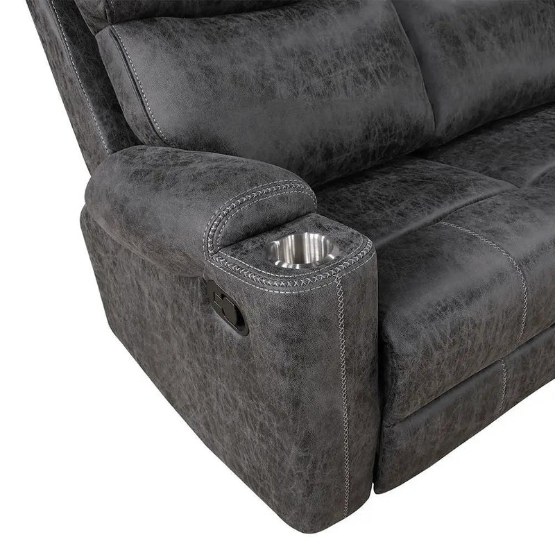 Hirah - Motion Sofa - Dark Gray Polish Microfiber by Unique Piece Furniture