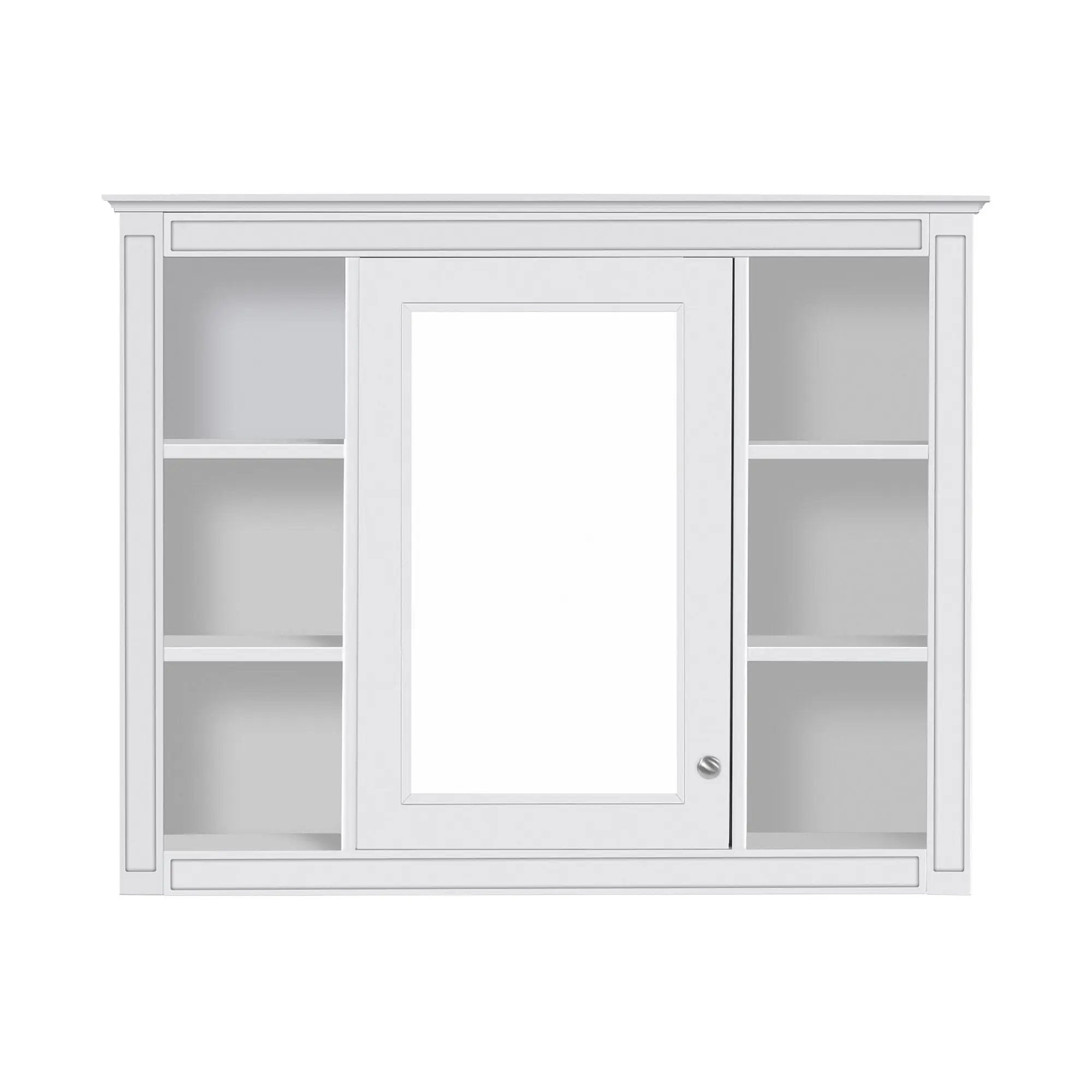 Wall Mounted Medicine Cabinet With Mirror, Storage Cabinet Featuring 6 Open Shelves And Adjustable Interior by HouseOfZazla