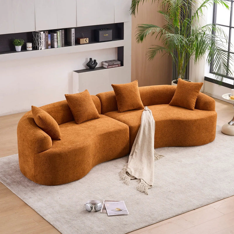 4 Seater Sofa With Fabric, 30D, 60 Hardness Full Sponge, 4 Pillow For Living Room, Home Furniture Sleeper Sectional Sofa For Apartment by Unique Piece Furniture