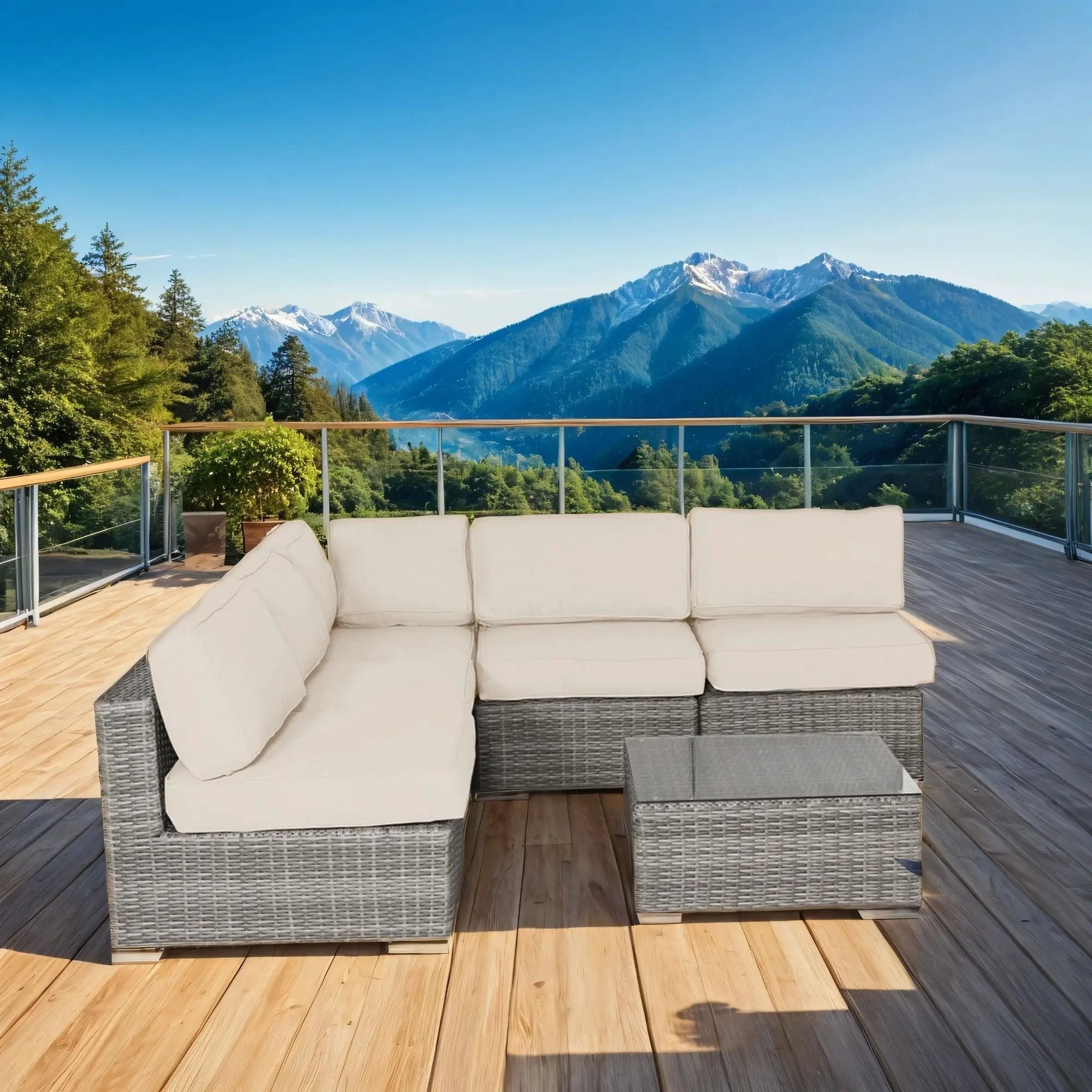 Seating Set With Cushions Handcrafted Wicker Design by Unique Piece Furniture
