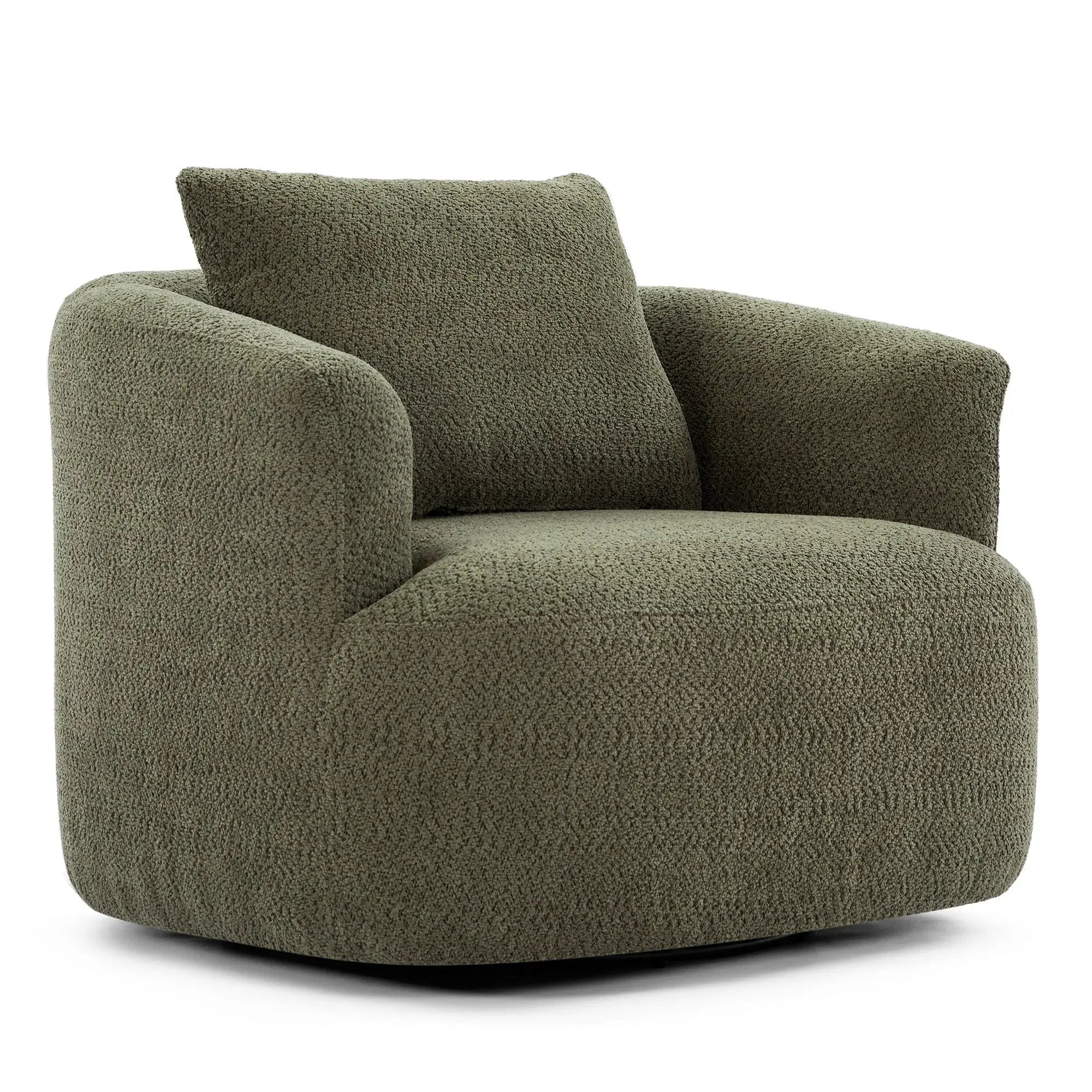 360° Swivel Barrel Sofa Chair With Throw Pillow, Upholstered Accent Chair by HouseOfZazla