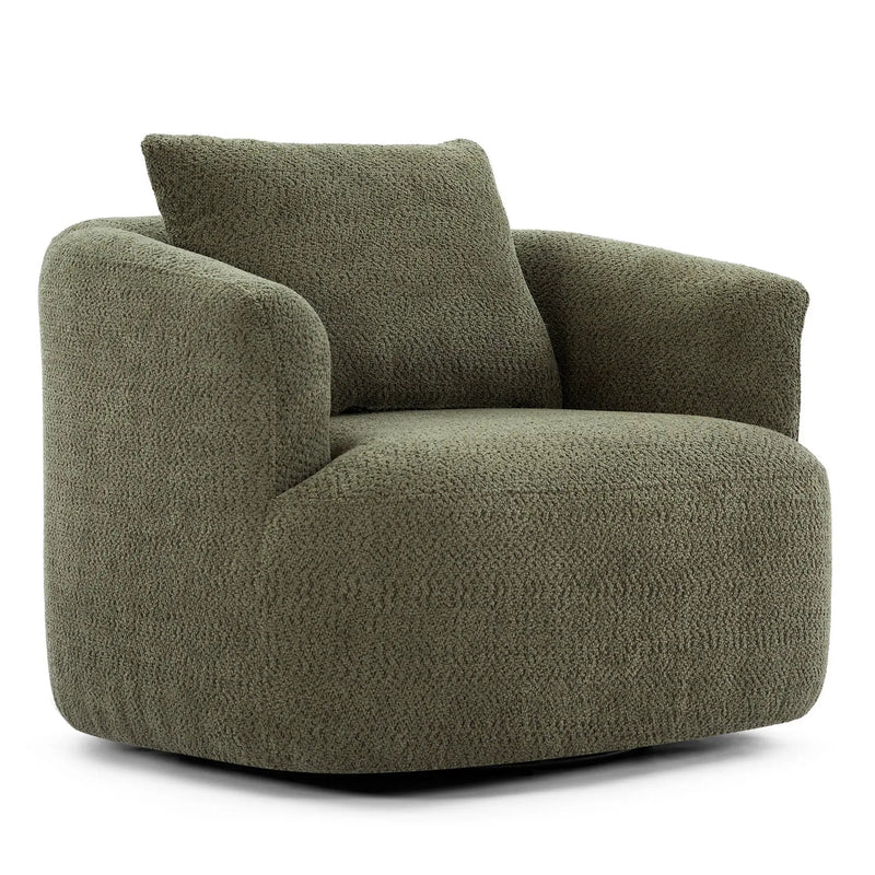 360° Swivel Barrel Sofa Chair With Throw Pillow, Upholstered Accent Chair by HouseOfZazla