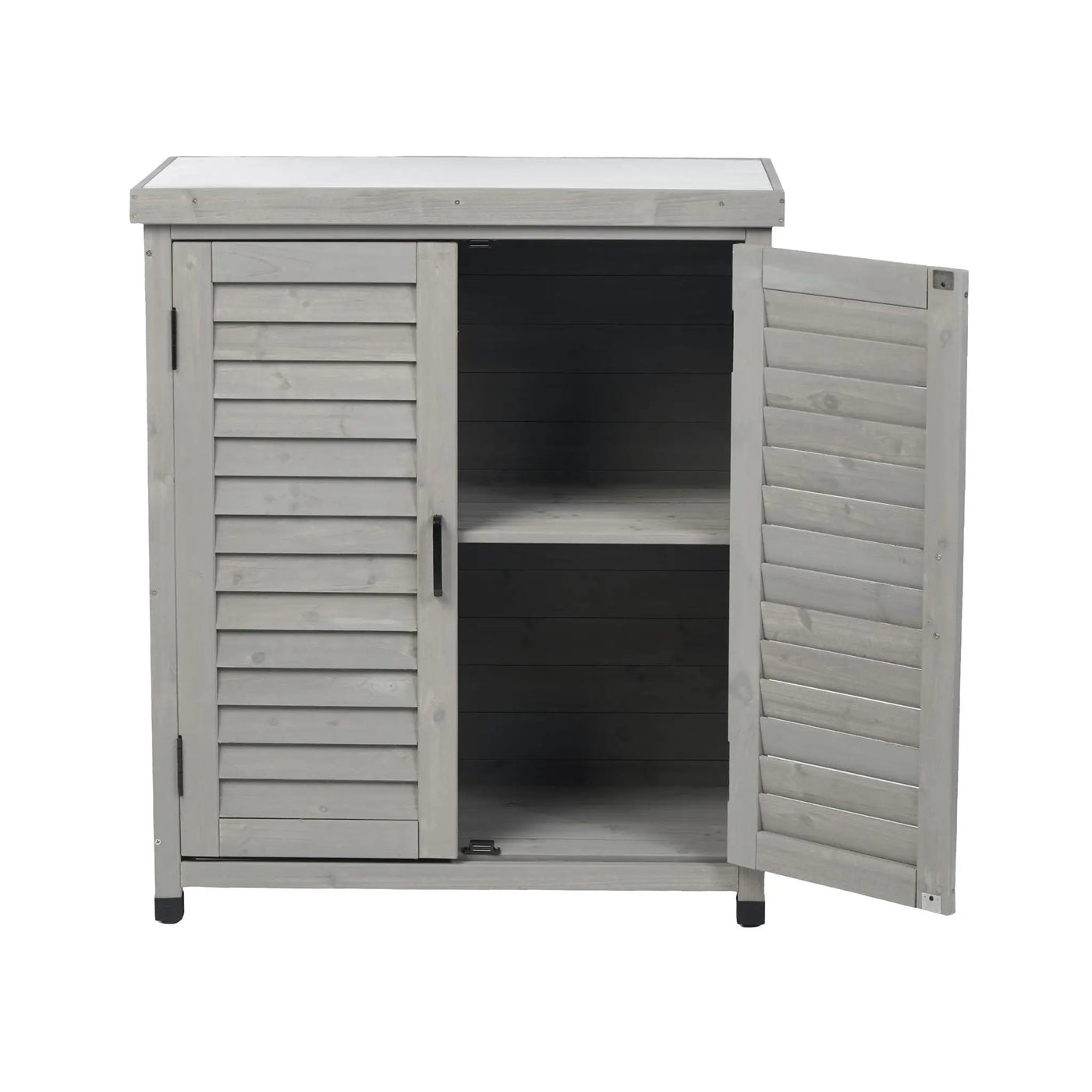 Potting Bench With Storage Cabinet And Metal Table Top For Outdoor by HouseOfZazla