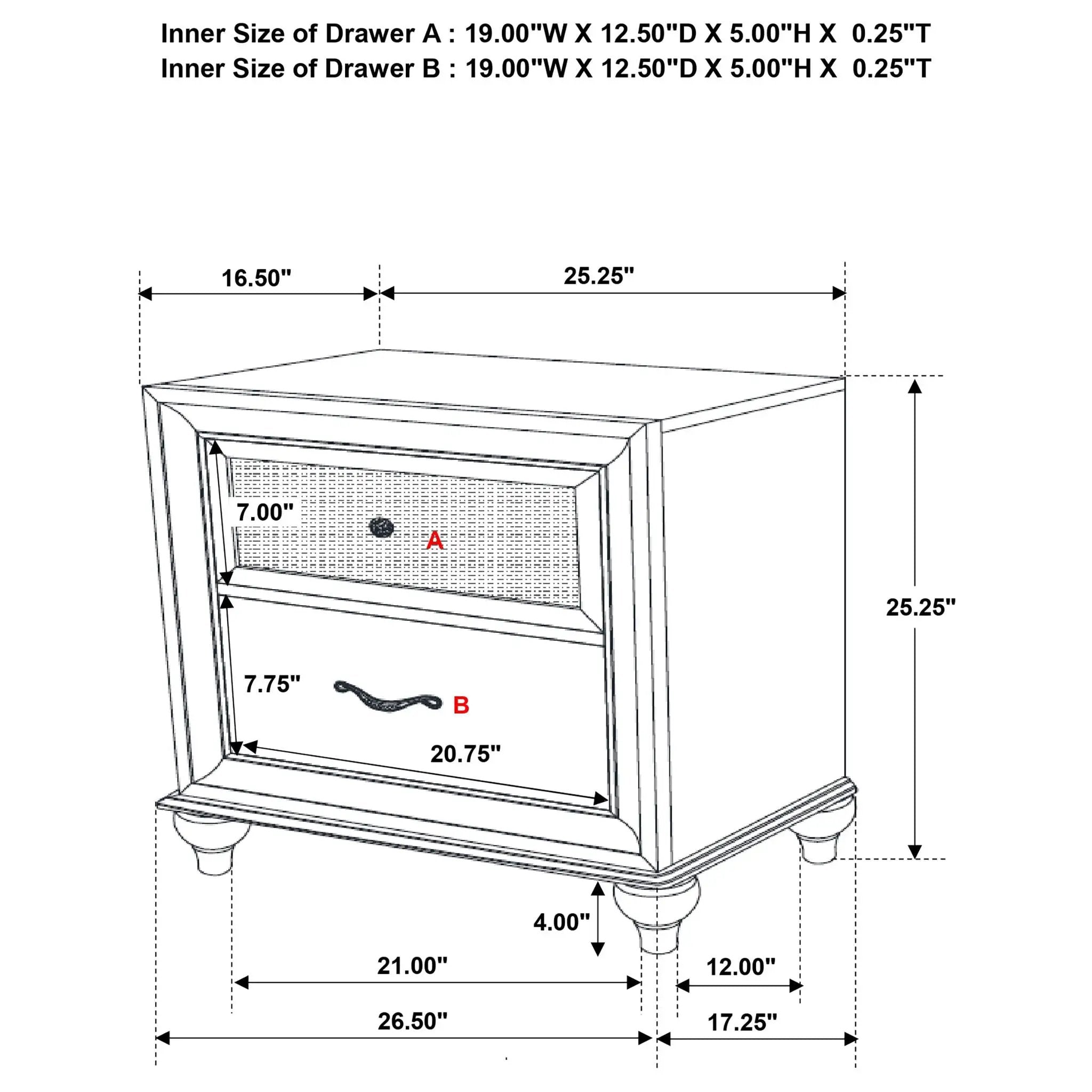 Barzini - 2 Drawer Nightstand Storage - White