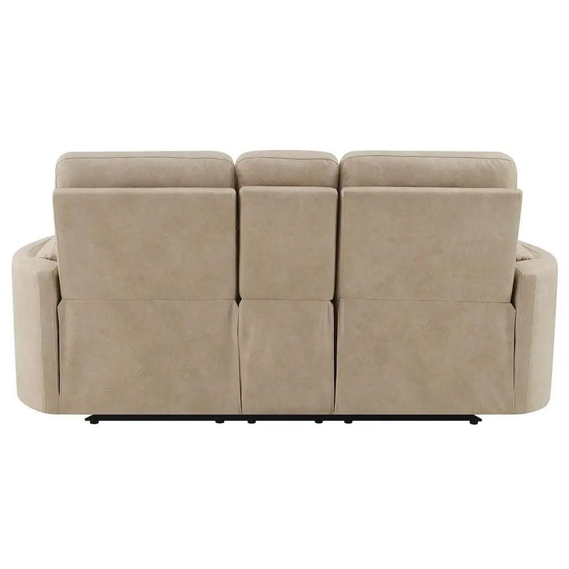 Elison - Motion Loveseat With Console - Dark Beige Polish Microfiber by Unique Piece Furniture