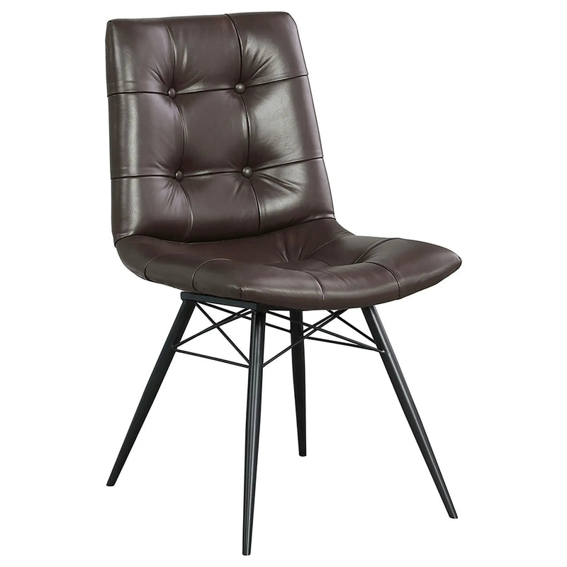 Aiken Faux Leather Upholstered Dining Side Chair Dark Brown (Set of 4) by Unique Piece Furniture