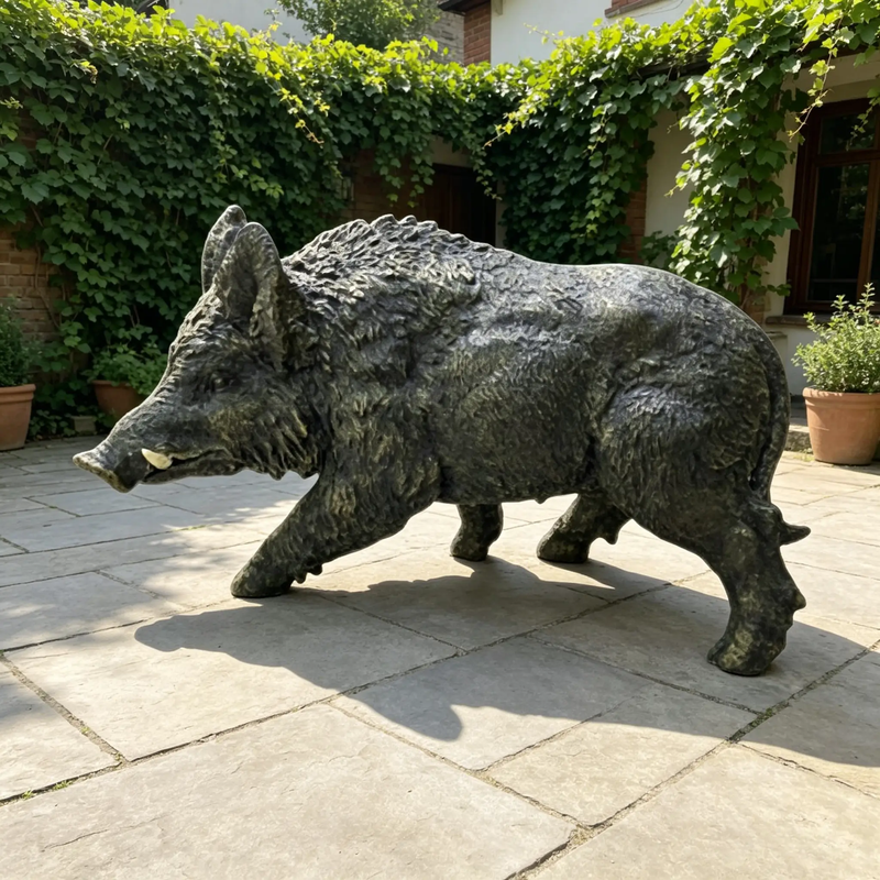12.20' H x 21.26' L Resin Wild Boar Garden Statue by HouseOfZazla