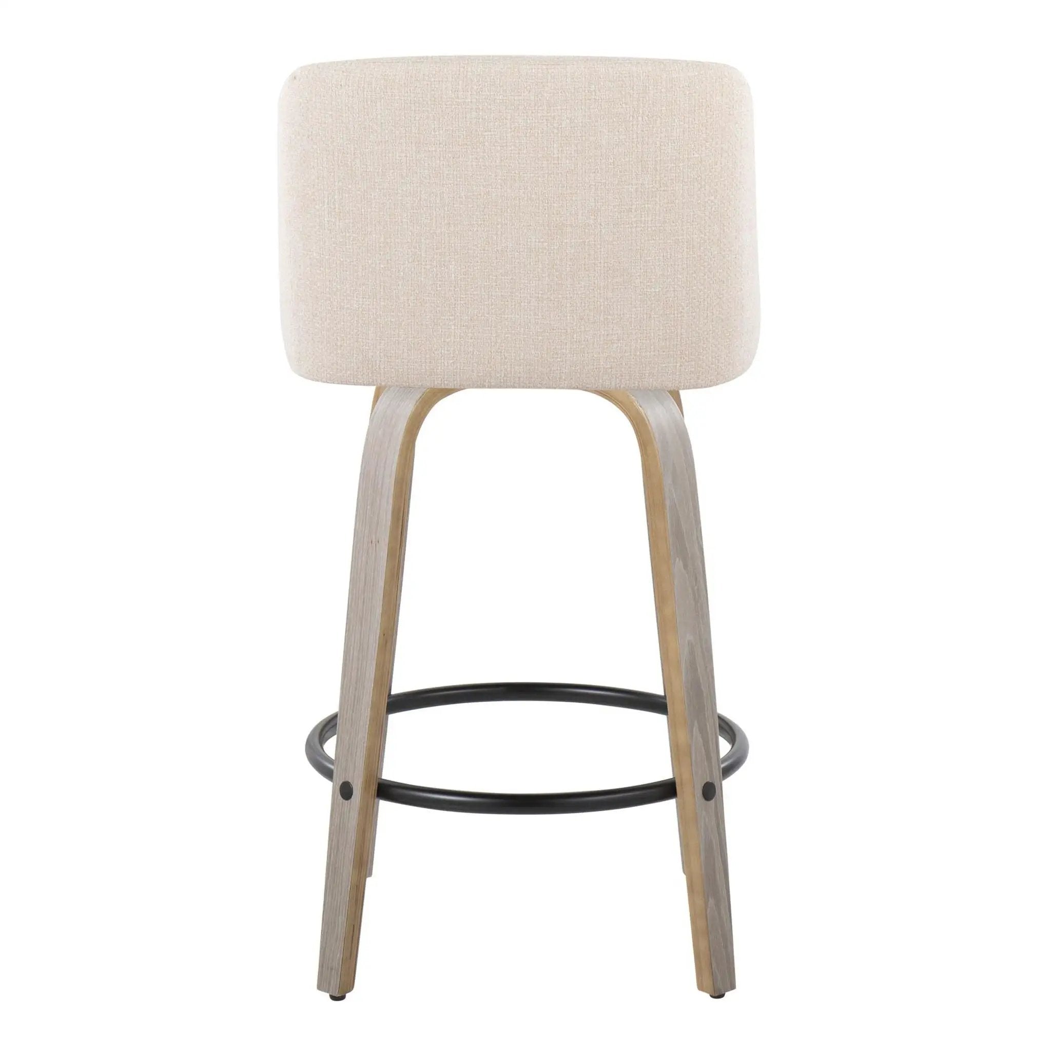 Toriano - Contemporary Fixed Height Counter Stool With Swivel & Round Footrest (Set of 2) by HouseOfZazla