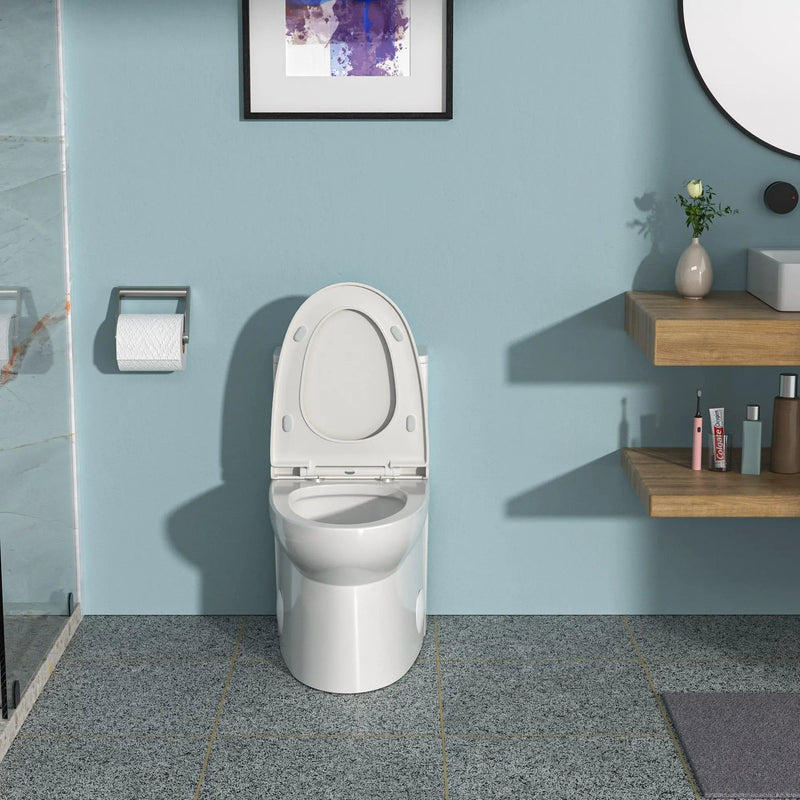 Modern 1 Piece Toilet With Dual Flush And Soft Closing Seat - White by HouseOfZazla