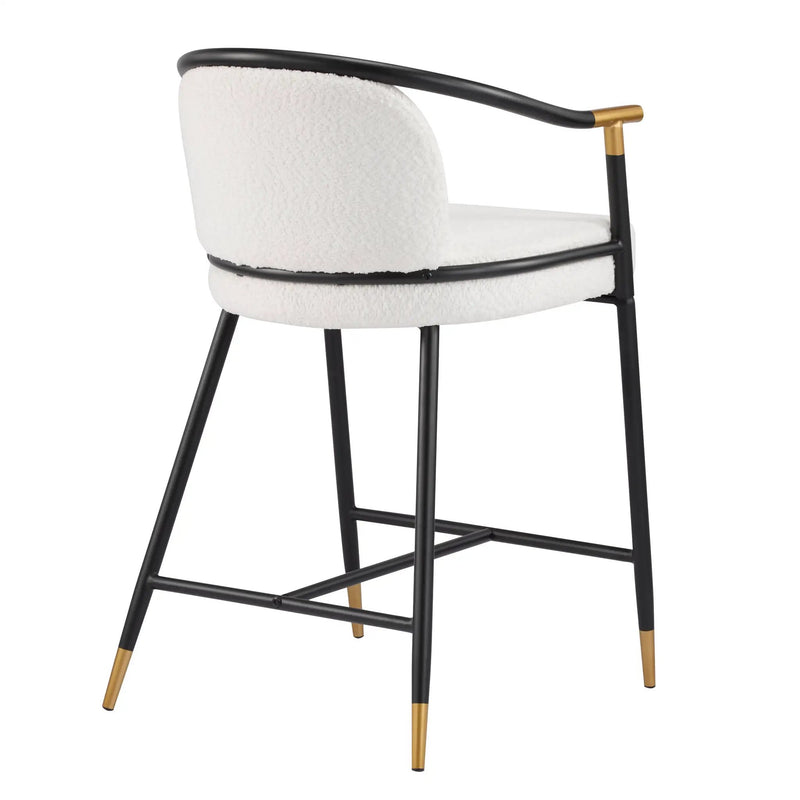 26" H Upholstered Counter Stool with Metal Frame (Set of 2) - Beige by HouseOfZazla