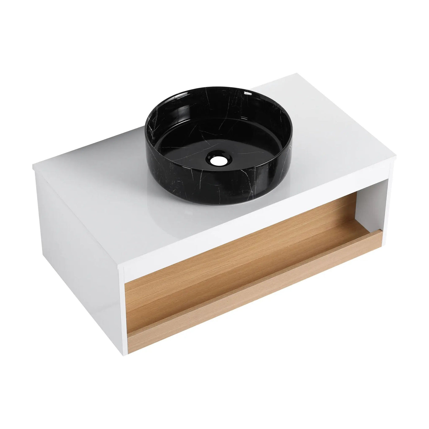 Floating Bathroom Vanity With Vessel Sink With Open Shelf Storage by Unique Piece Furniture