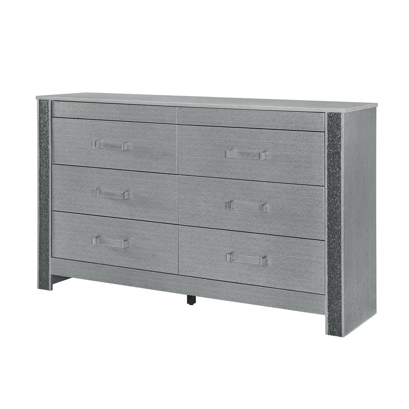 Lorenzo - Dresser With Hidden Jewelry Compartment And Bar Handles In - Silver by Unique Piece Furniture