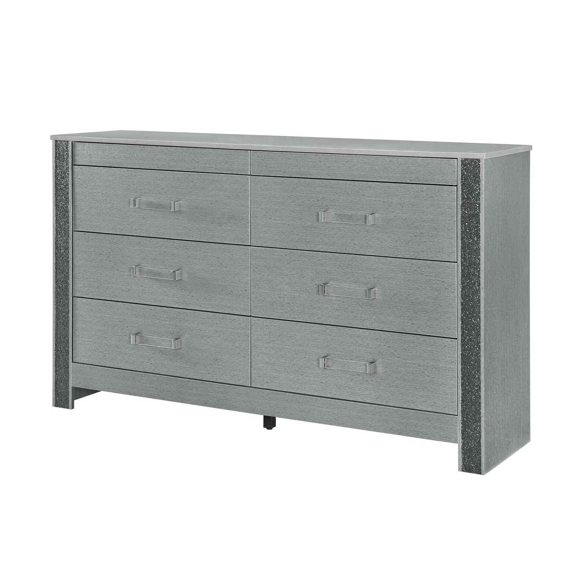 Lorenzo - Dresser With Hidden Jewelry Compartment And Bar Handles In - Silver by HouseOfZazla