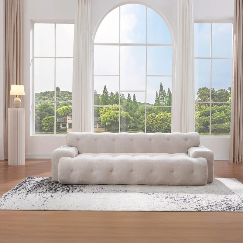 88 in. Cloud 3 Seater Chenille Sofa with Button Tufted Upholstered Couch by HouseOfZazla