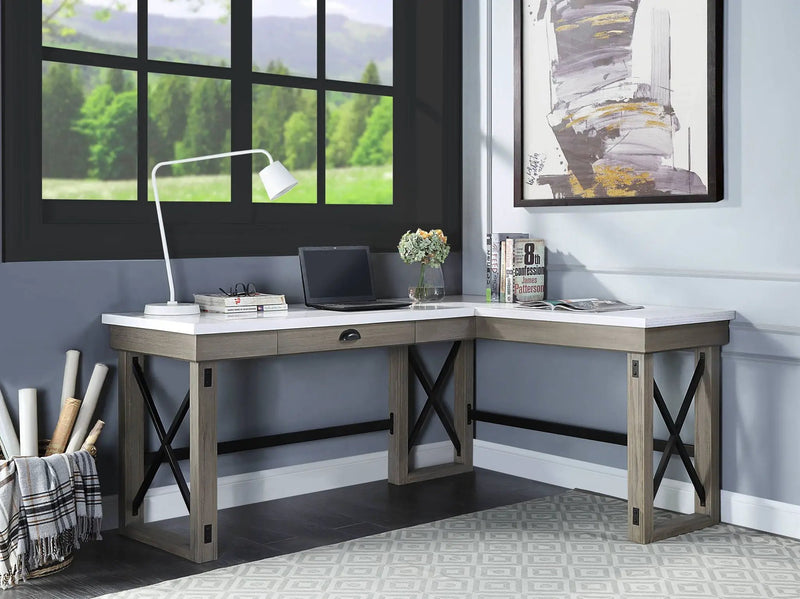 Talmar - Marble Top & Rustic Writing Desk With Lift Top - Oak by Unique Piece Furniture