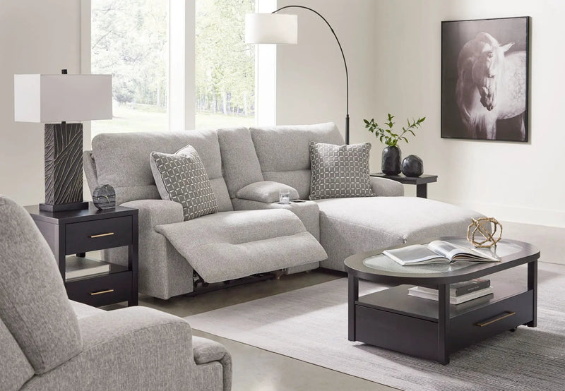 Acklen Place - 4 Pc. - 3-Piece Power Reclining Sectional Sofa With Raf Chaise, Wide Seat Power Recliner - Pewter by Unique Piece Furniture