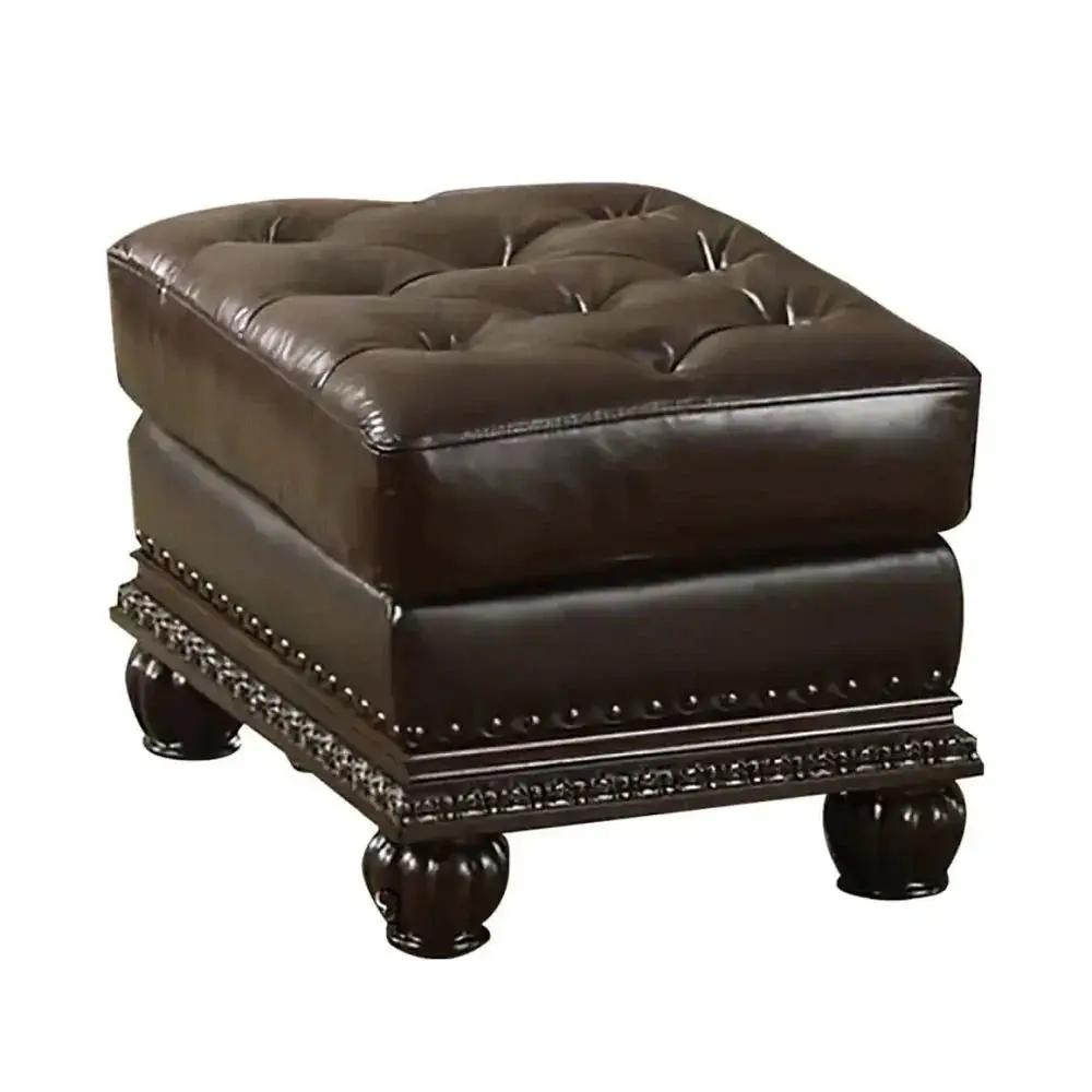 Anondale - Ottoman - Espresso Top Grain Leather Match & Cherry by Unique Piece Furniture