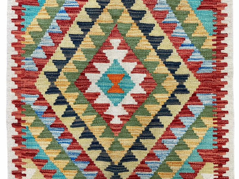 Small Kilim Rug 2x3 Colorful Turkish Kilim Accent Rug New Flatweave Wool Kilim Chobi Kilim Diamond Zigzag Playroom Rug by Jewel Rugs