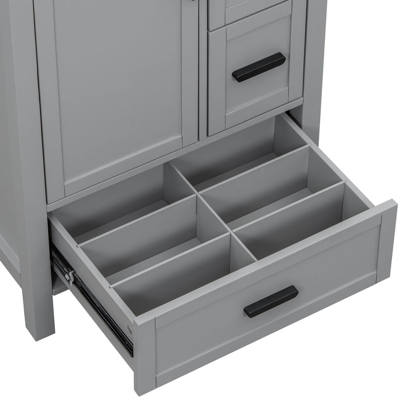 Bathroom Vanity With Sink, Soft Close Door, Double Layer Door Shelf And 3 Drawers - Gray by HouseOfZazla