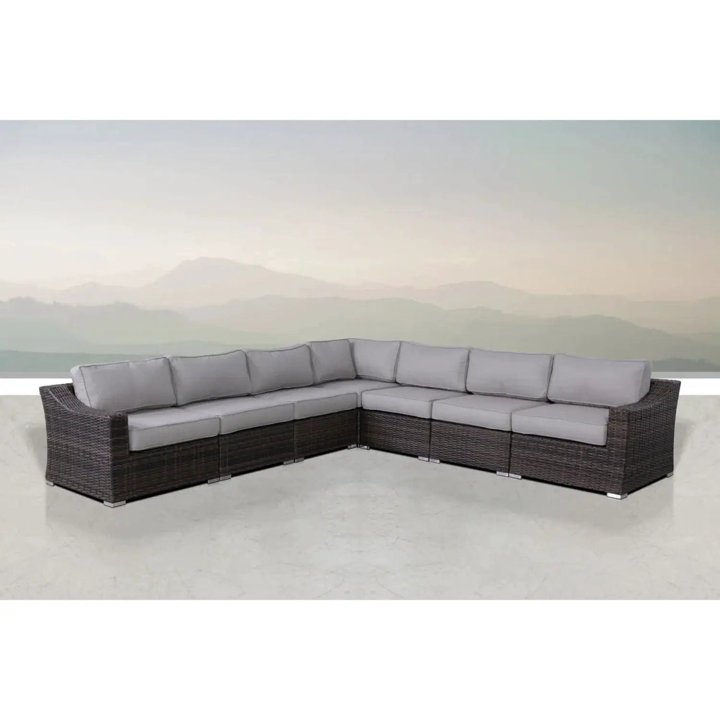 Contemporary Outdoor Rattan Wicker Sectional Seating Group With Cushions by HouseOfZazla