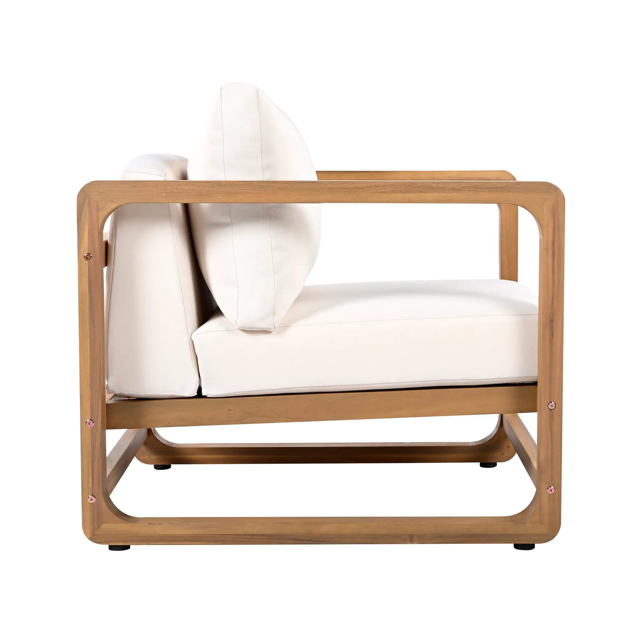 Acacia Wood Outdoor Set: 2 Club Chairs + Rustic Slat Side Table by HouseOfZazla