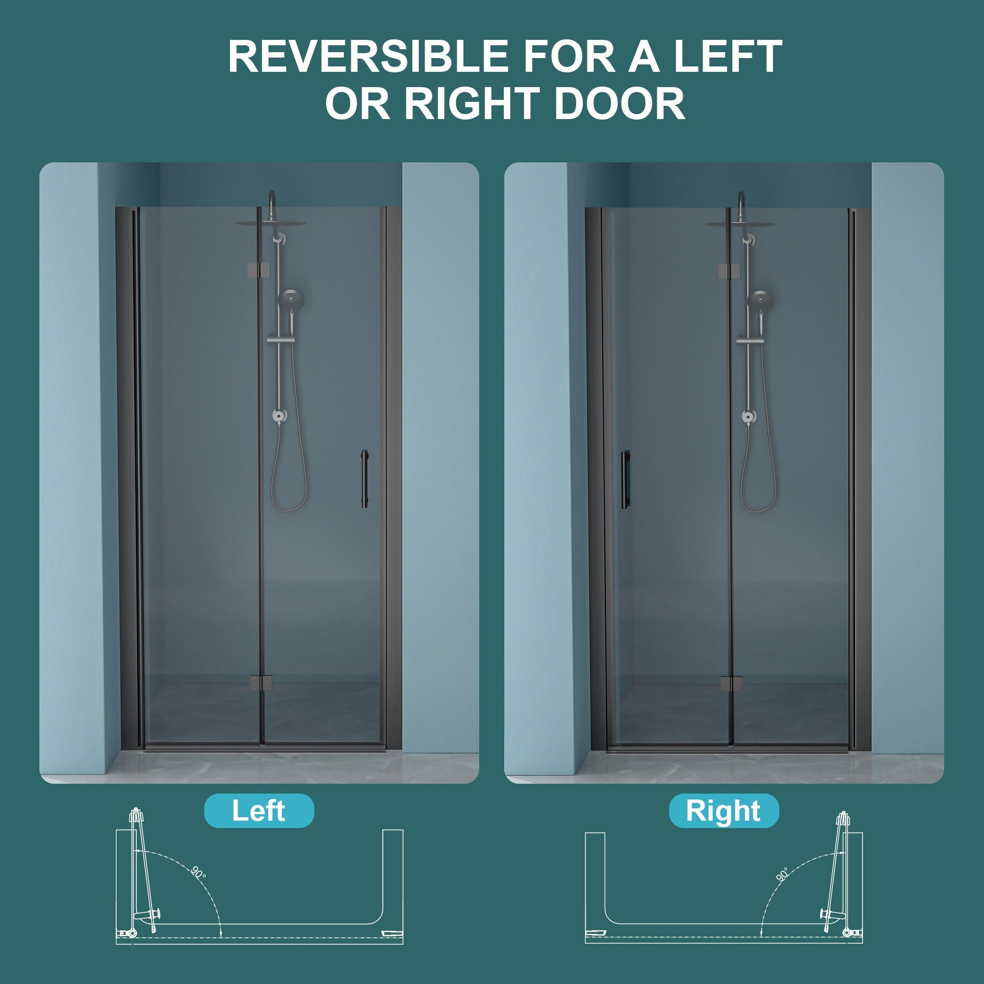Fold Frameless Shower Door With Tempered Glass by HouseOfZazla
