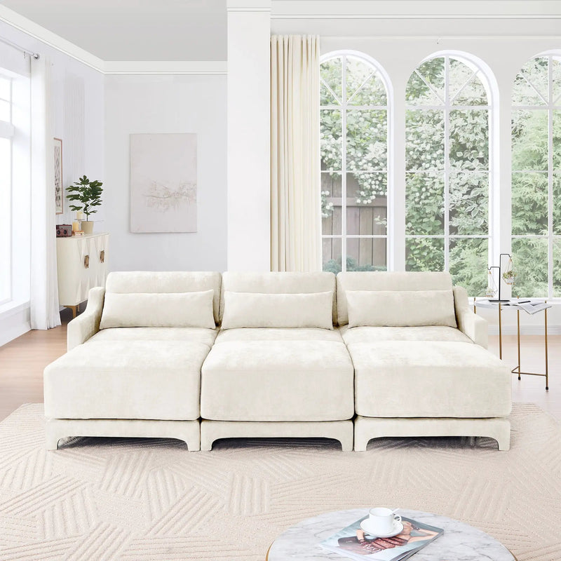 Stylish Sofa With Ottoman And Lumbar Pillows, Ergonomic Design by HouseOfZazla