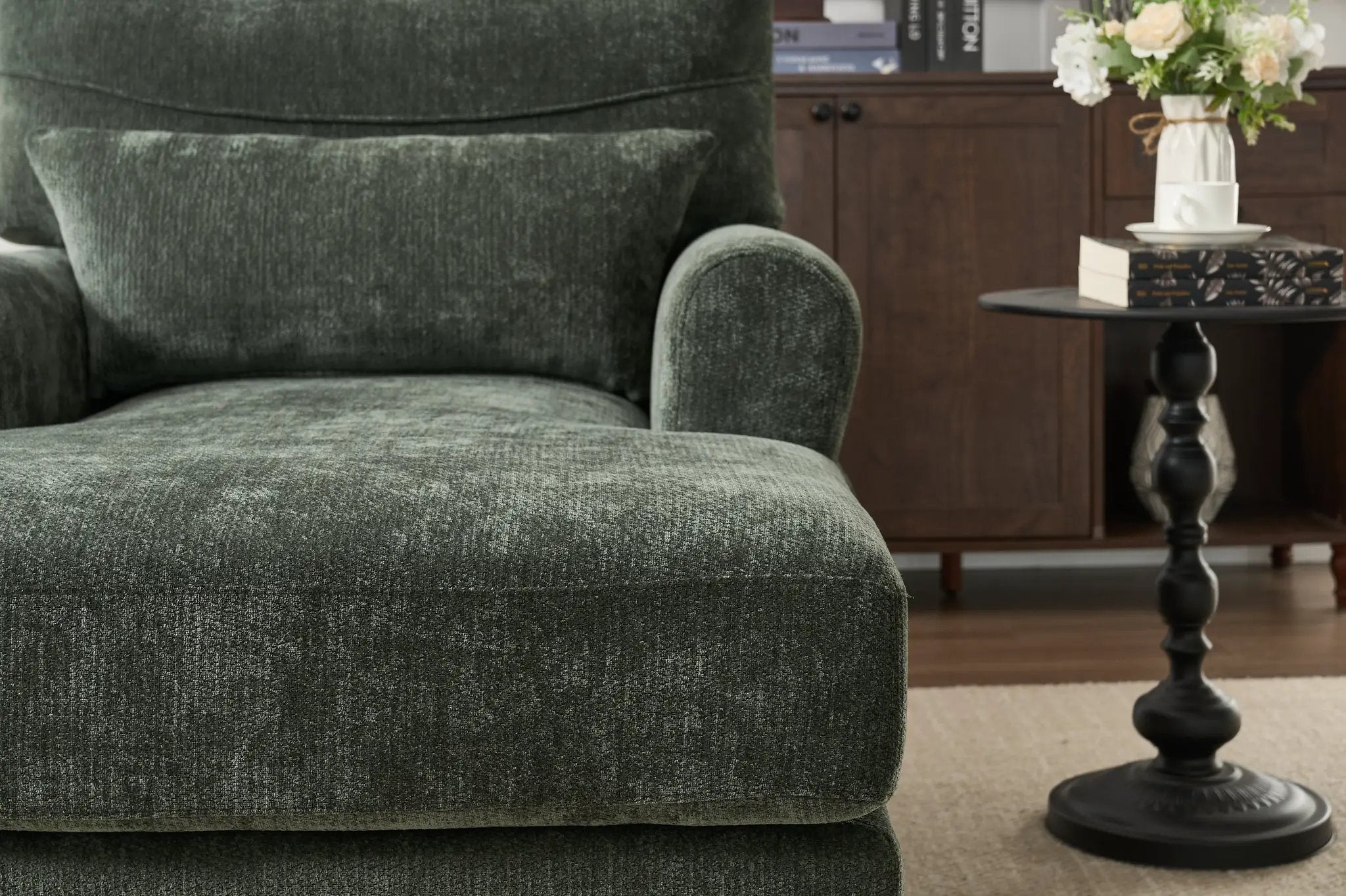 Modern Chaise Lounge Upholstered Sofa Recliner Chair in Green by HouseOfZazla