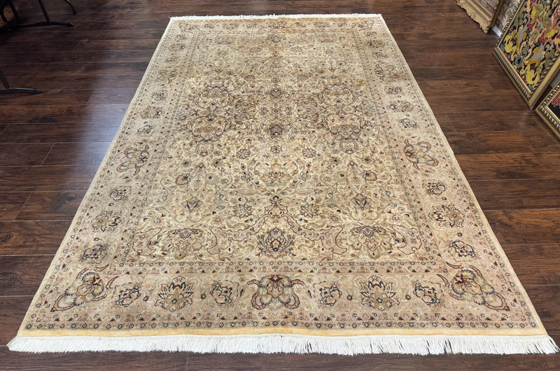 Pak Persian Rug 6x9, Vintage Handmade Wool Carpet, Floral, Beige by Jewel Rugs