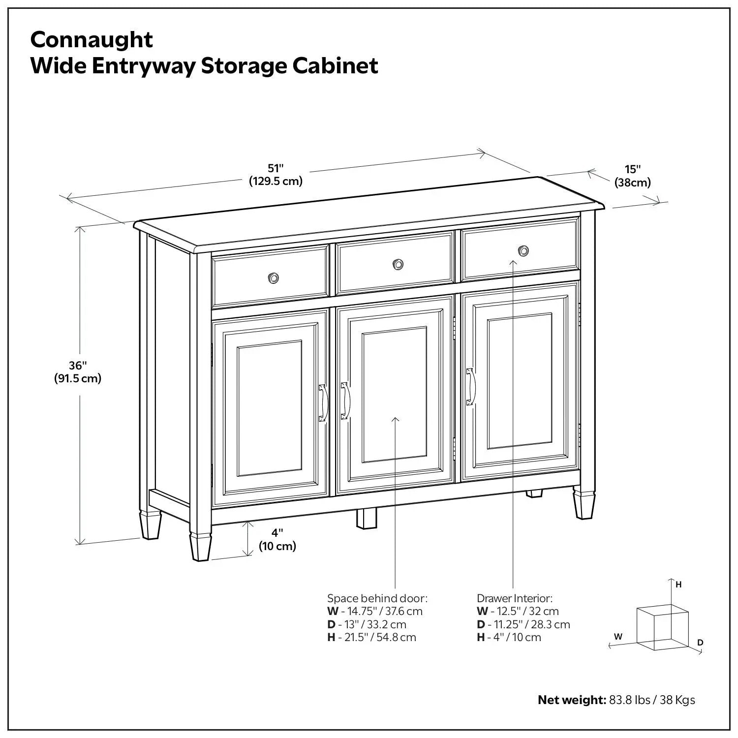 Connaught - Wide Entryway Storage Cabinet by HouseOfZazla