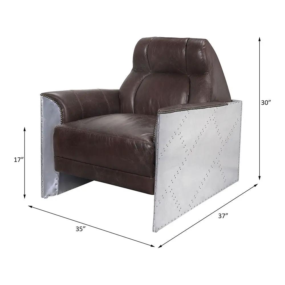Brancaster - Accent Chair - Espresso Top Grain Leather & Aluminum by Unique Piece Furniture