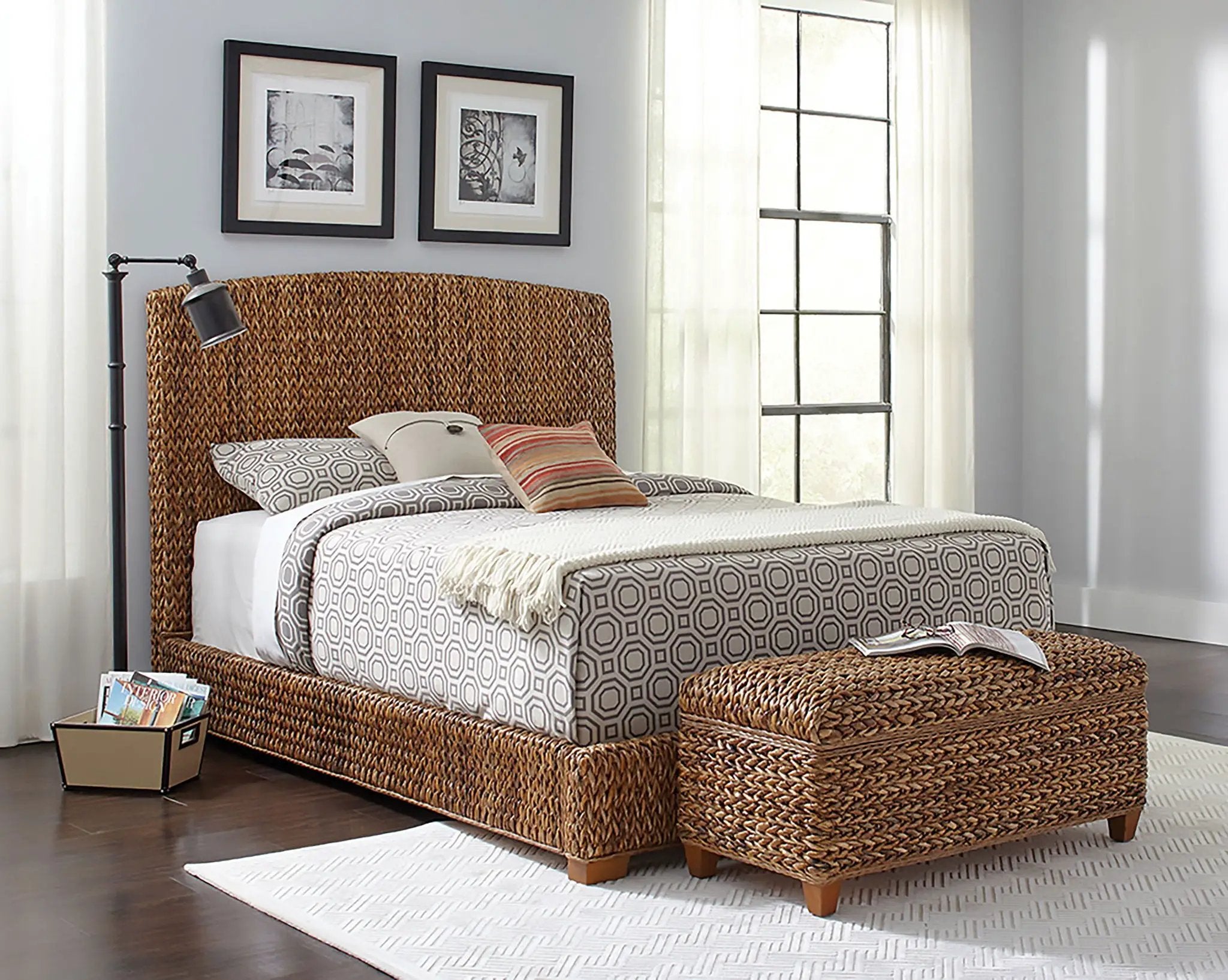 Laughton Woven Banana Leaf Eastern King Headboard Amber by Unique Piece Furniture