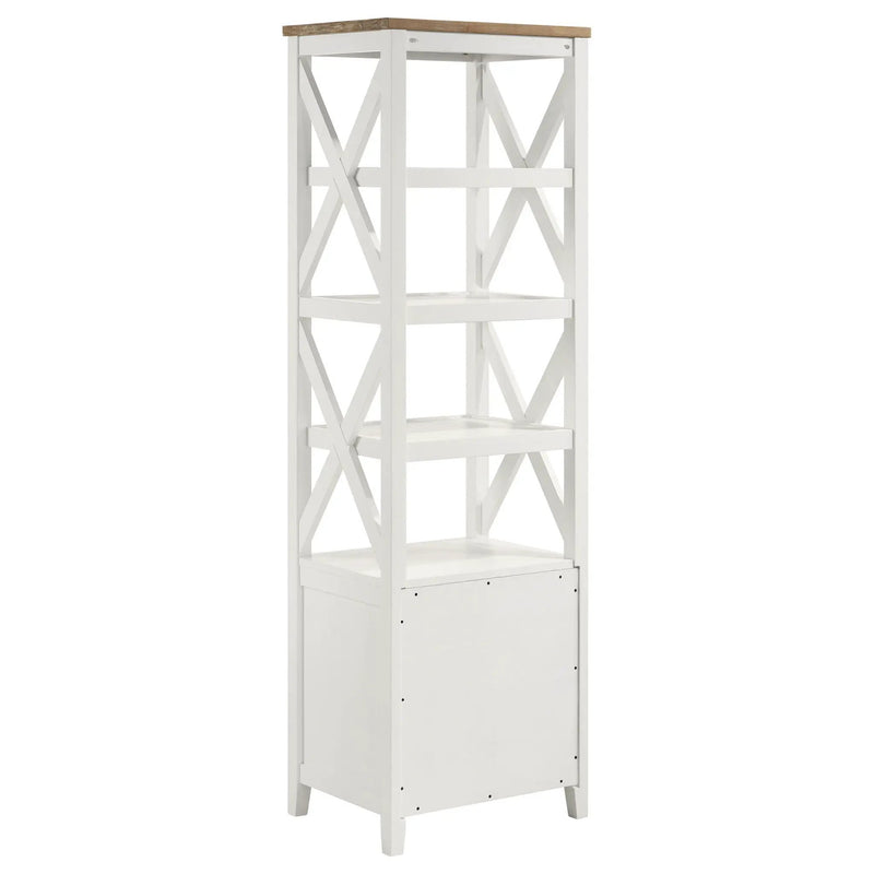 Hollis 4-shelf Wood Media Tower with Drawers Brown and White by Unique Piece Furniture