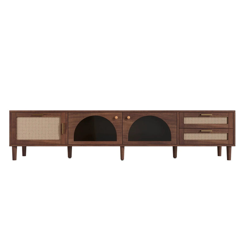 TV Stand For TVs Up To 90", Media Console With App Controlled LED Lights, 2 Drawers & Door Storage - Dark Brown by HouseOfZazla