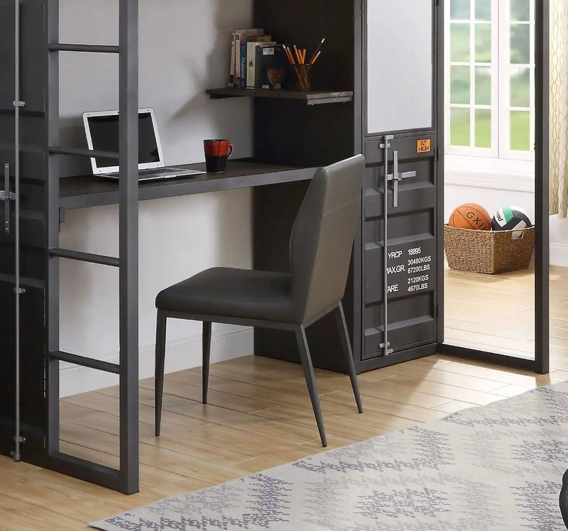 Cargo - Chair - Gray Synthetic Leather & Gunmetal by Unique Piece Furniture