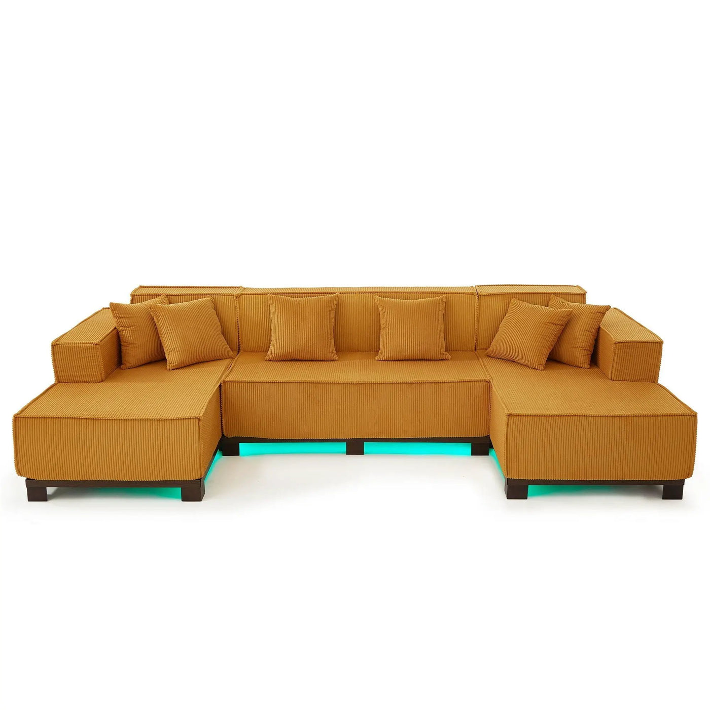 U-Shaped Sectional Sofa With RGB LED Light Strip And 6 Pillows by HouseOfZazla