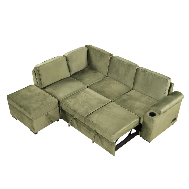 Sleeper Sofa Bed, 2 In 1 Pull Out Sofa Bed L Shape Couch With Storage Ottoman For Living Room, Bedroom Couch And Small Apartment by HouseOfZazla