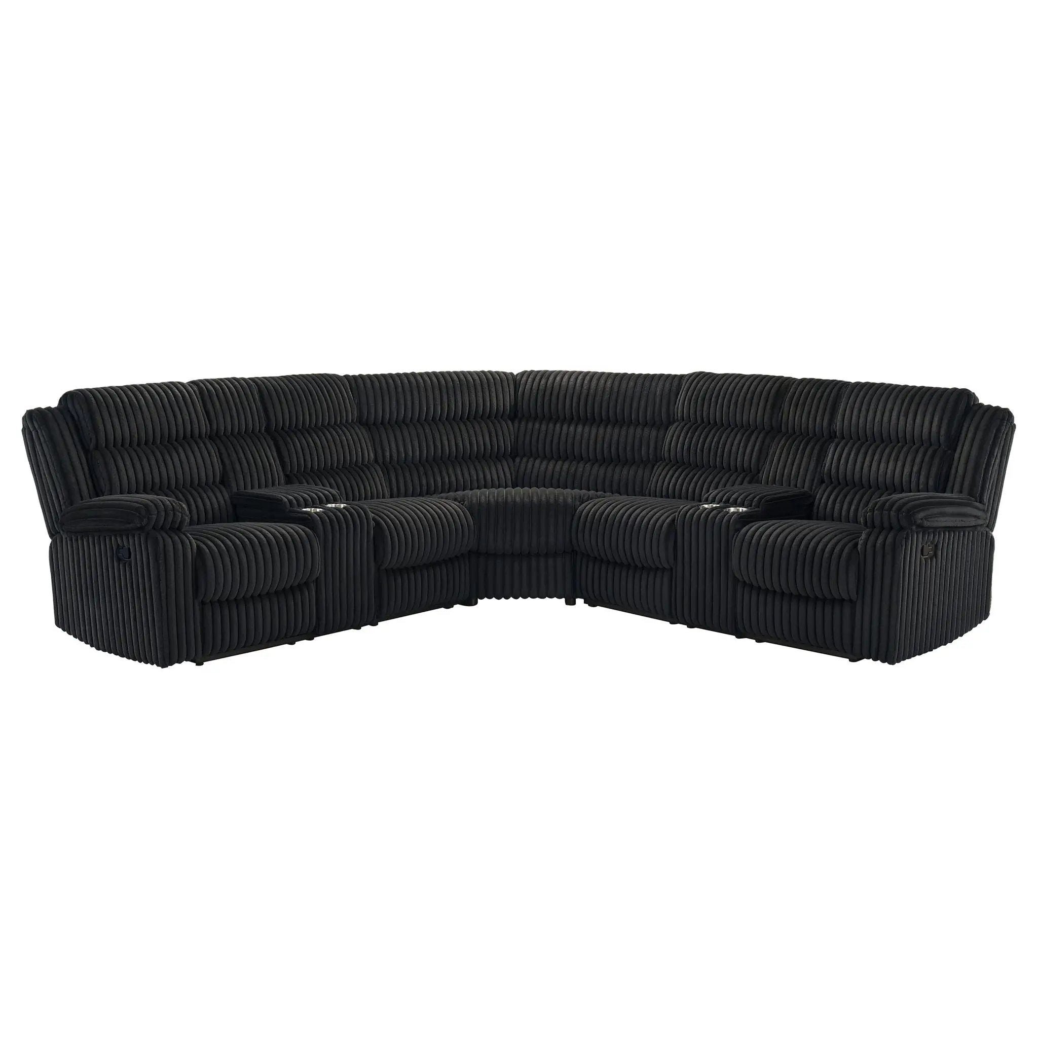Atkinson Upholstered Reclining Sectional Sofa Black by Unique Piece Furniture