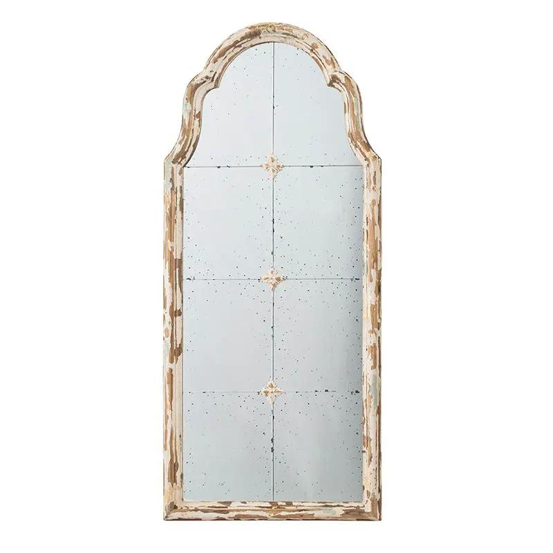 Large & Framed Wall Mirror, Arched Mirror With Decorative Window Look For Living Room - Cream by Unique Piece Furniture