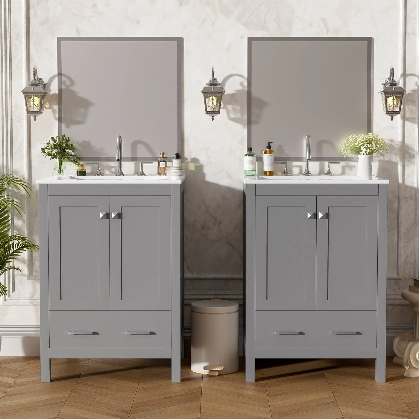 Bathroom Vanity With Integrated Undermount Ceramic Sink, 2 Doors And 1 Drawer, Soft Close Hinges by Unique Piece Furniture