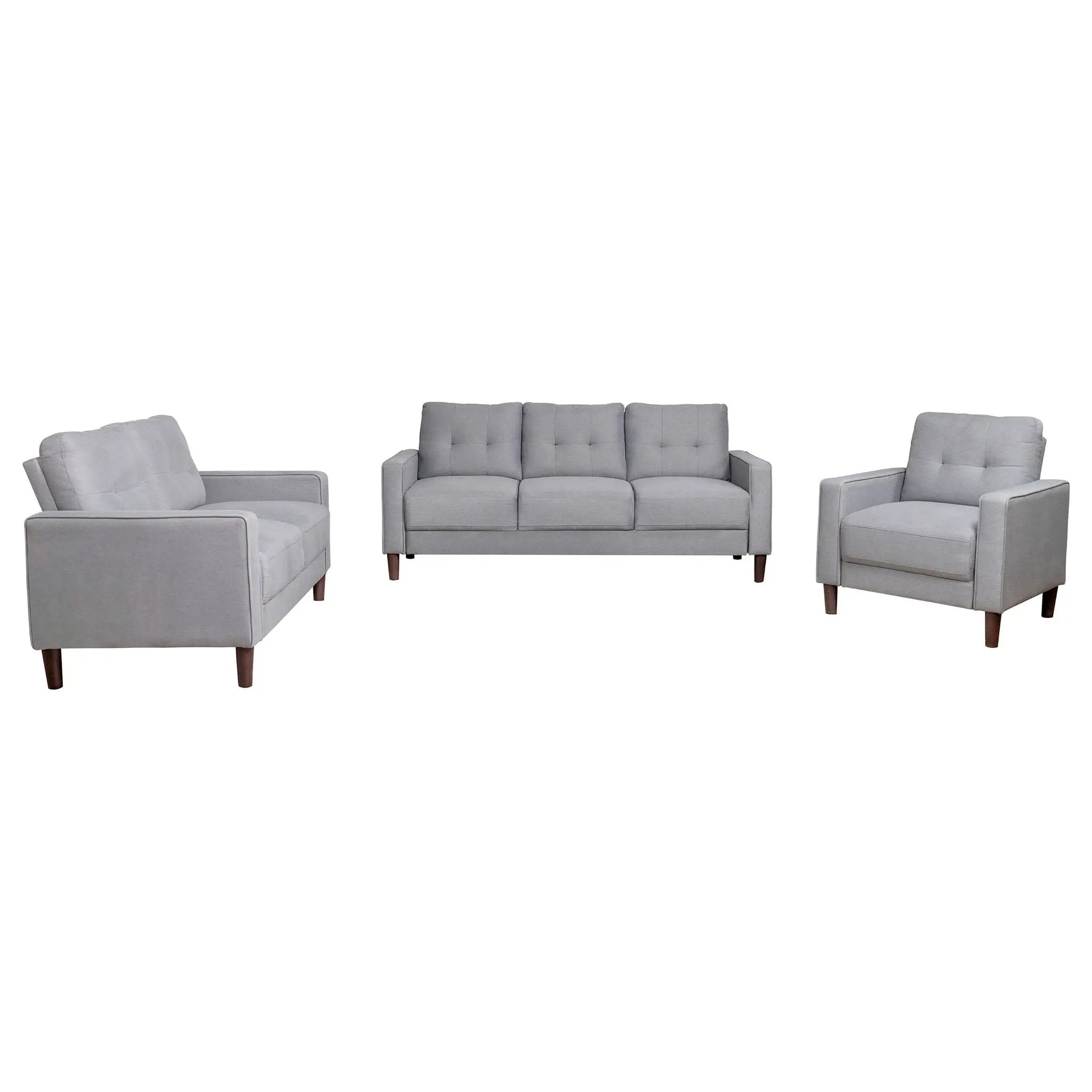 Bowen 3-piece Upholstered Track Arm Tufted Sofa Set Grey by Unique Piece Furniture