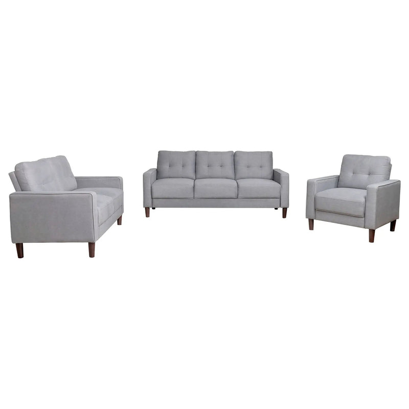 Bowen 3-piece Upholstered Track Arm Tufted Sofa Set Grey by Unique Piece Furniture