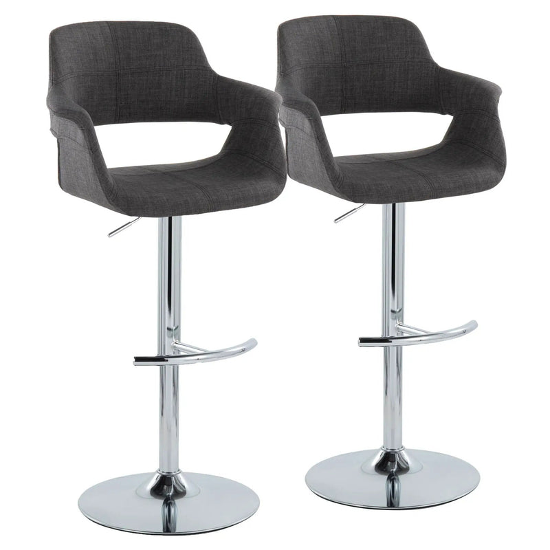 Vintage Flair - Mid Century Modern Adjustable Barstool With Swivel With Rounded T Footrest (Set of 2) by Unique Piece Furniture